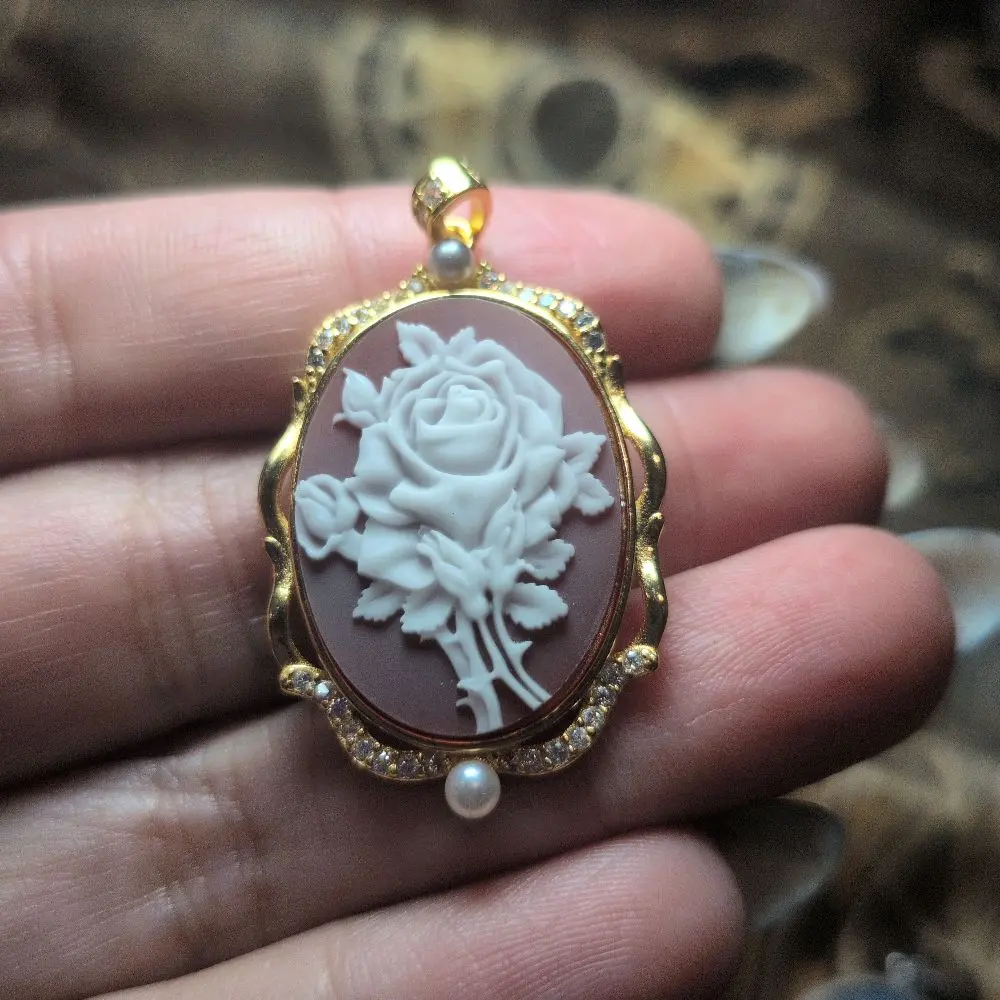 Red Rose Golden Ornate Pearl Jeweled