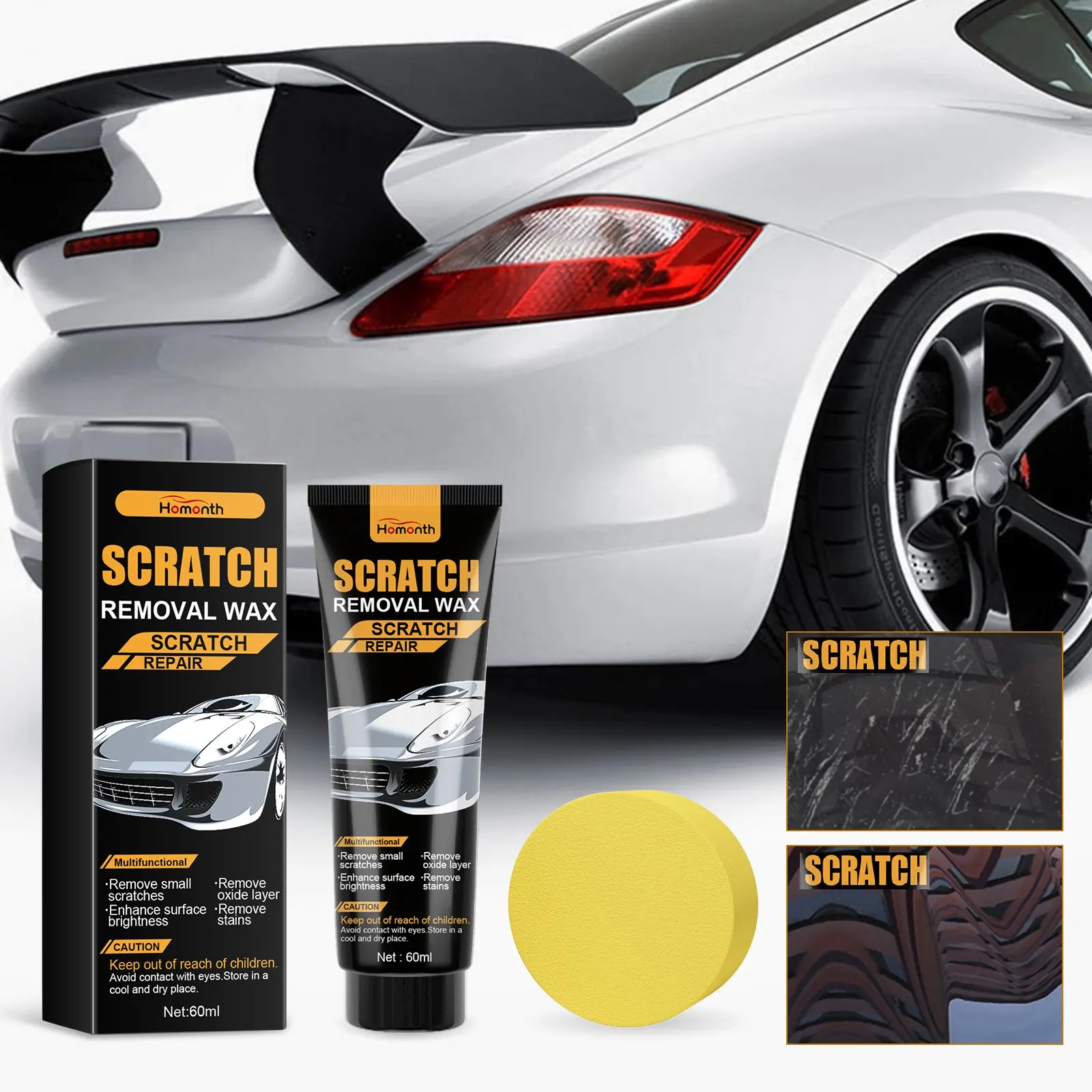 AutoShine Pro Car Scratch Remover Paste Kit - 60ml Wax for Erasing Scratches Swirl Marks Restoration Paint Repair Polish Wax for All Vehicles premium scratch remover kit maintenance