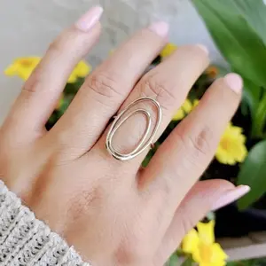 Sterling Silver Halo Geometric Ring