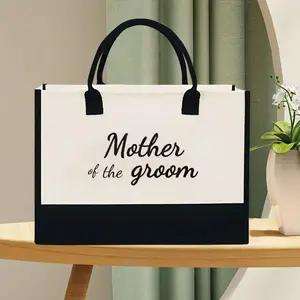 1pc Durable Polyester Canvas Tote Bag for Mother of the Groom, Elegant Bridal Shower & Wedding Gift, No-Closure, Unlined, Non-Washable, Ideal for Mother in Law, Engagement & Single Parties, Bridal Party Favors, Gift Bags for Mothers