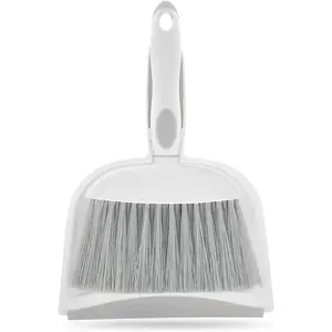 Dust pan, Mini Dustpan and Brush Set, Small Broom and Dustpan Set, Small Hand Broom and dust pan Set, Whisk Broom, Dust pan and Brush for Desk, Table, Home, Kitchen Necessities (Gray)