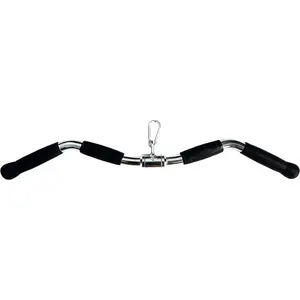 Lat  Machine Attachment Curl Pulldown Barbell Revolving Bar, Multi-Exerciser  Attachment, Solid Steel Tricep Press Down Bar with Rubber Handgrips & Revolving Hanger