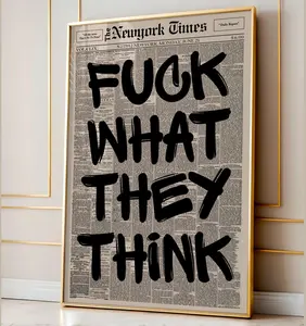 Retro Fuck What They Think Newspaper Poster, Motivation Poster, Aesthetic Typography Wall Art, Wall Decor, Powerful Quote Art Print