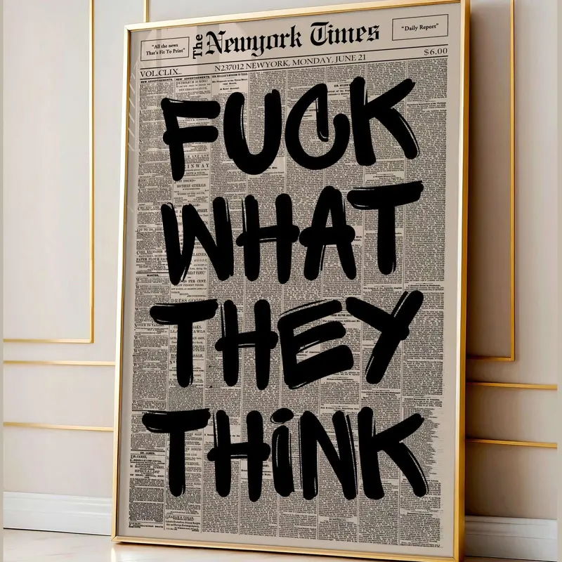Retro Fuck What They Think Newspaper Poster, Motivation Poster, Aesthetic Typography Wall Art, Wall Decor, Powerful Quote Art Print
