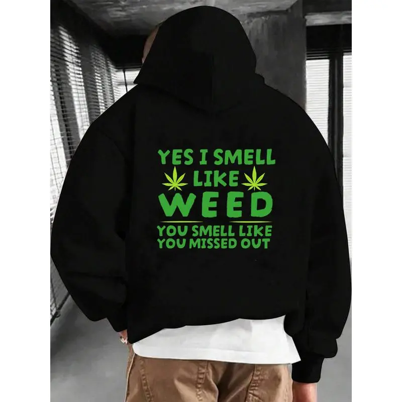 Hemp Leaf Men's Fashion Hoodie – WEED Personalized Creative Pattern Print – Machine Washable – Fall Winter Hooded Casual Trend – Perfect Autumn Hoodie for Men – Streetwear Graphic Hoodie