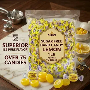 Sugar Free Lemon Hard Candy- 1lb Bulk Individually Wrapped Sugarless Citrus Candy Drops Keto And Diabetic Friendly, for Parties & Holidays (Lemon)