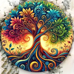 Mandala 8X8 Inch Metal Wall Art of a Tree of Life-Perfect for Home Decoration, Kitchen, Living Room, Coffee Bar and Bedroom, Showing the Beauty of the Tree of Life, Perfect Room Decoration. Ornaments Artistic Print Photo 1Pc