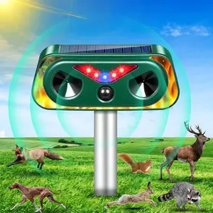 Solar Powered Ultrasonic Animal Repeller, Motion Sensor Outdoor Pest Deterrent for Cats, Deer, Rabbits, Squirrels, Raccoons & Rodents Garden Protector