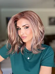 AISOM Katie Honey Chestnut Short Wave 13x4 Lace Front Wig for Summer 12 Inches Low Density 120% Heat Friendly Synthetic Lace Wigs for Daily Use
