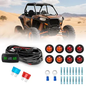 Nilight UTV ATV Turn Signal Wiring Harness Kit Street   Flasher Relay Kits with Horizontal Rocker Switch Red &Yellow Lights for Polaris Kawasaki Teryx Can Am Commander Cat Wild Green Backlight