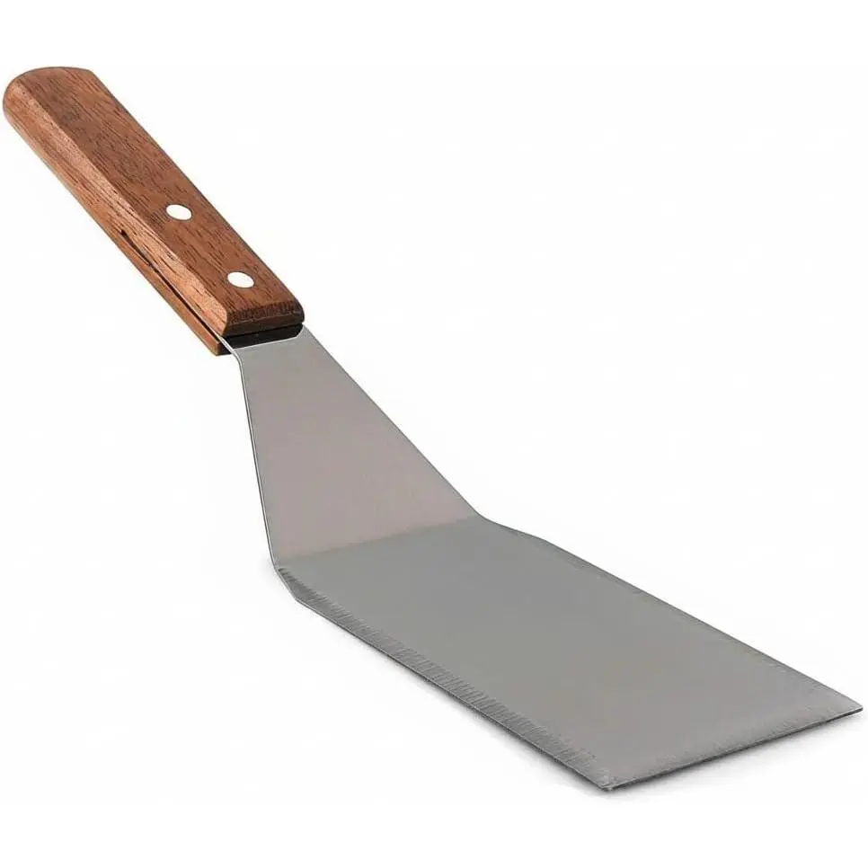 Metal Spatula Beveled Edges, Stainless Steel Grill Spatula with  Handle for Skillets, Griddles & Pancake Flipper for Burgers, Omelet, and Versatile for Culinary Task, 11 x 3 inches