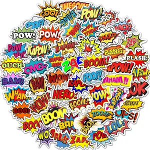 Comic Bomb Word Themed Sticker, 50/1000pcs Letter Pattern Sticker, DIY Decorative Sticker for Phone Case, Water Bottle, Laptop, Scrapbook, Ornaments