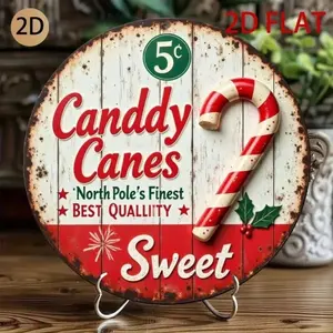 Aluminum Vintage Christmas Candy Cane Wall Art for Holiday Home Kitchen Decor
