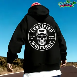 2026 New Men's Fashion Hoodie American Trendy Men's Wear Hoodie Street StyleCertified Whiteboy Hoodie – Skull Graphic Streetwear Sweatshirt with Cap Design Hoodie