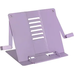 Metal Desk Book Stand for Reading with Adjustable Clips, Hands-Free Foldable Book Holder for , Portable Document Stand for Desk, Display Stand for Recipes, Cookbooks, Tablets -