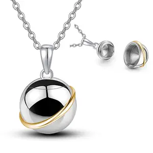 Creative stainless steel ball pendant necklace for storing cat and dog ashes and teeth necklaces, hair, ashes and teeth collection planet urn pendant necklace