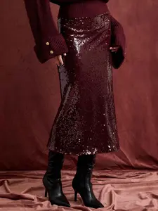 Cider Sequins Mid Rise Mermaid Maxi Skirt