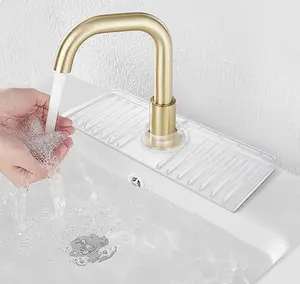 Sink Splash Guard 14.5' x 5.4' - 3-in-1 Silicone Faucet Mat with Faucet Water Catcher, Soap Dish & Sponge Holder - Clear