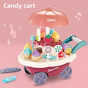 Kids Ice Cream Car Toy Set, Toddler Play Kitchen, Mini Candy Snow Cone Push Cart, Educational Role Play, Unisex, No Batteries Included, Ages 3-8 Years