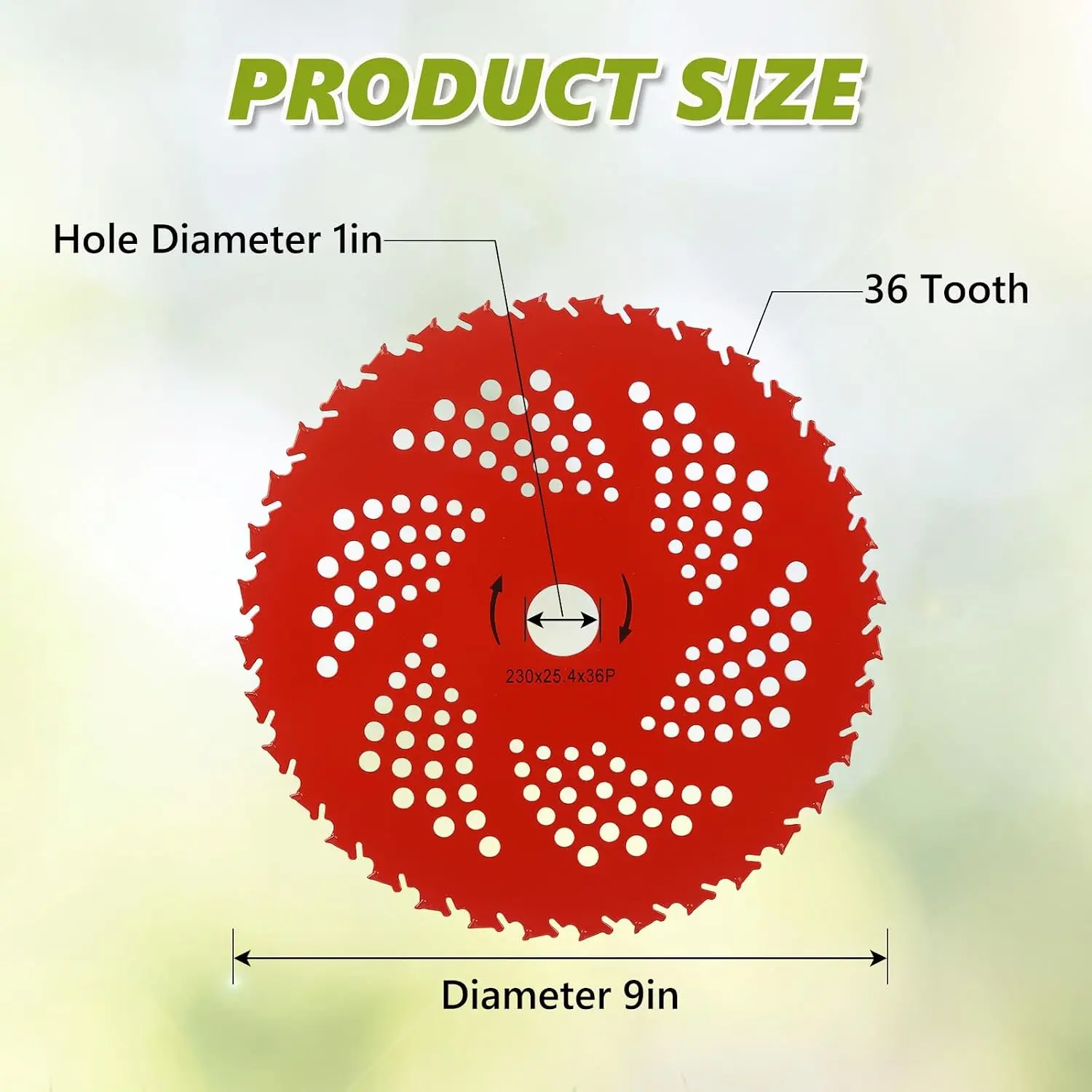 9-Inch 36-Tooth Carbide-Tipped Trimmer Blade, Carbide-Tipped for Durability, Easy to Use for Weed Eaters and Brush Cutters