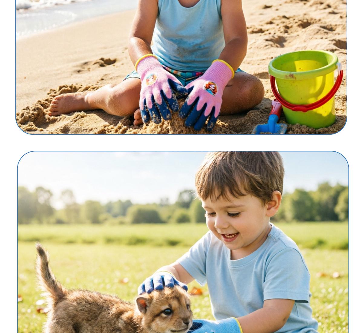 Family 4-Pack Protective Work Gloves Set | Kids & Adults Sizes | Anti-Slip PU Coated for Gardening, DIY & Household Tasks