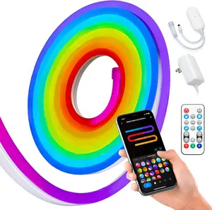 WYZworks 16.4ft RGB Color-Changing Neon LED Strip Light, App + Remote Control, Waterproof Customizable DIY Design Lighting, Alexa, Google Home Compatible, Music Sync, Home Decor Accent Lights