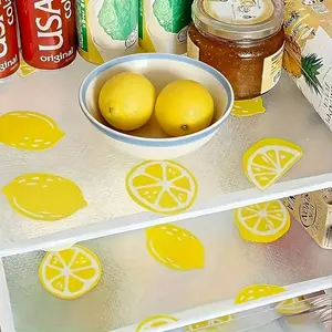 4pcs Waterproof Refrigerator Liner Set, Moisture-Proof Non-Slip Washable Reusable Eva Material, Novel Lemon Pattern for Kitchen Decor