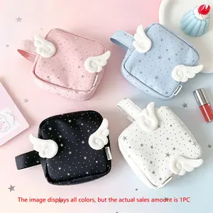 Angel Handbag Makeup Bag for Students, High Aesthetic Sanitary Pad Storage Bag, Portable Handheld Wallet Bag for Outdoors