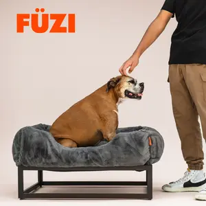 FÜZI - Luxury Elevated Dog Beds - Bolster Pet Bed Connected to Modern Metal Raised Dog Bed - Dog Bed for Large Dogs - Aesthetic Dog Bed for Medium Dogs - Premium Fancy Dog Bed - Waterproof Dog Bed- Chew Resistant Pet Beds - The Best Dog Bed