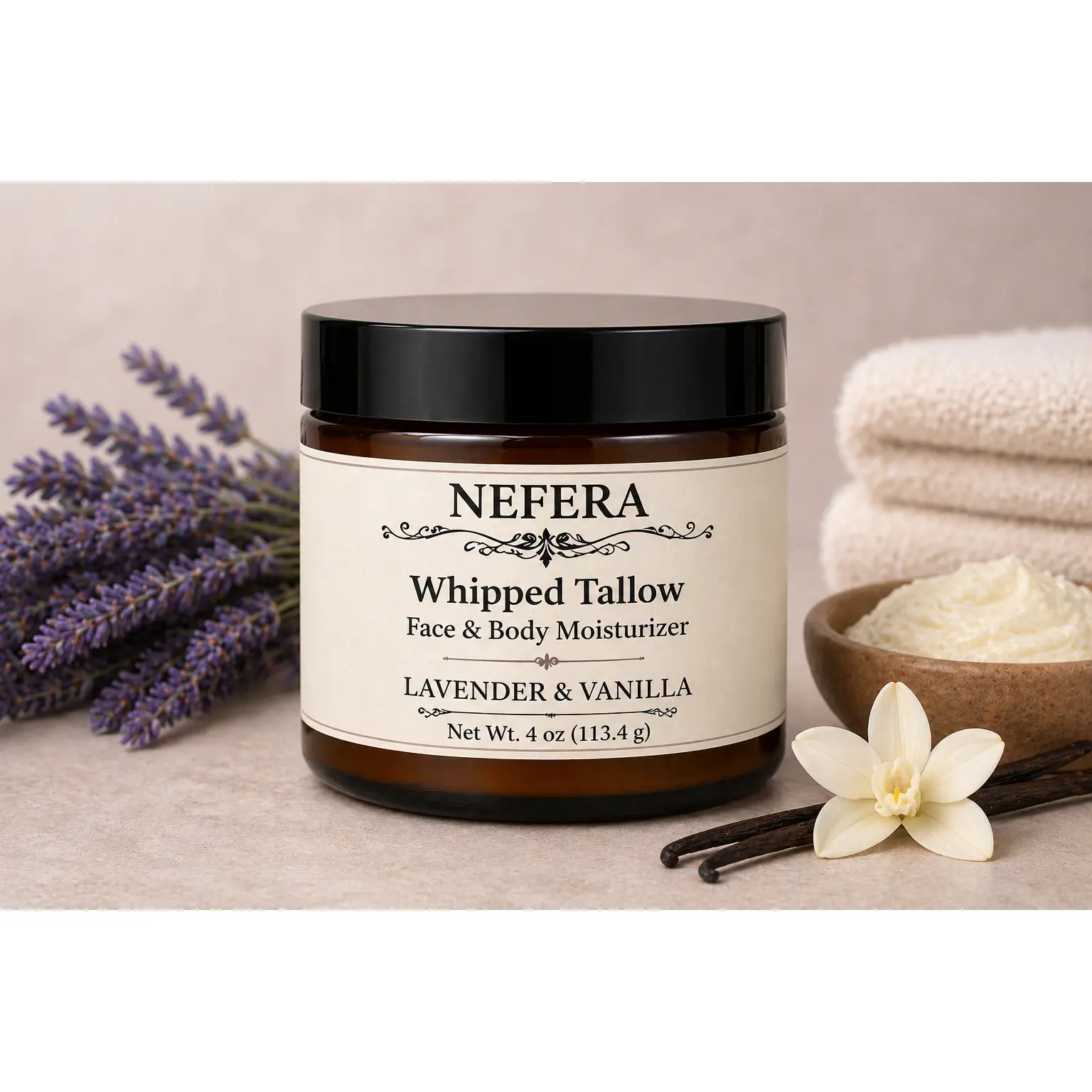 NEFERA Lavender & Vanilla Whipped Tallow Moisturizer (4 oz)