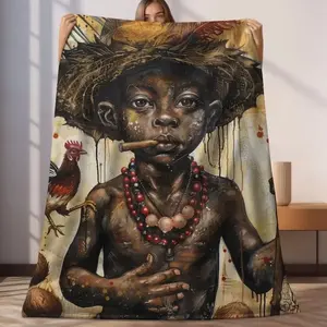 Lightweight Blanket - Elegua  Spiritual Gift  Regla De Ocha  Santeria  Orisha Gifts  Yoruba Art  African Deity  Flannel Blanket