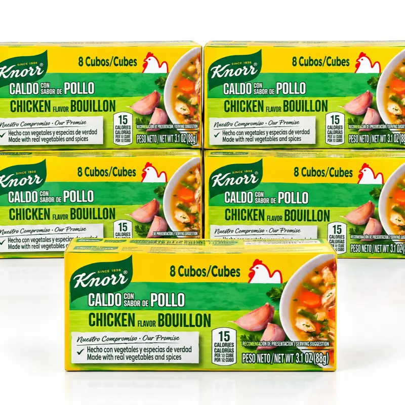 Knorr Chicken Flavor Bouillon Cubes 5-Pack – 8 Cubes Each, 3.1 oz Boxes