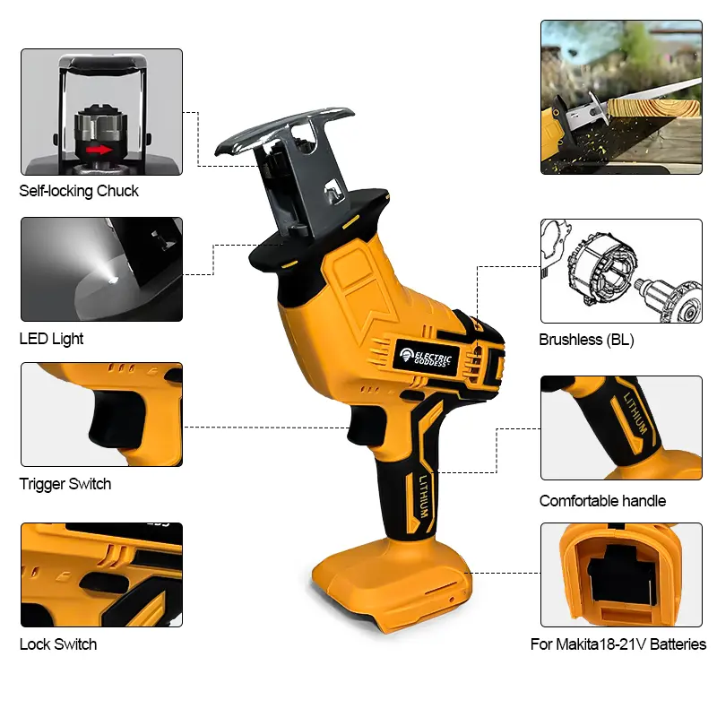 Electric Reciprocating Saw, 2 Batteries & 1 Charger (Saw Blades Included)