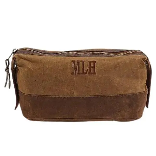 Personalized Waxed Canvas Dopp Kit
