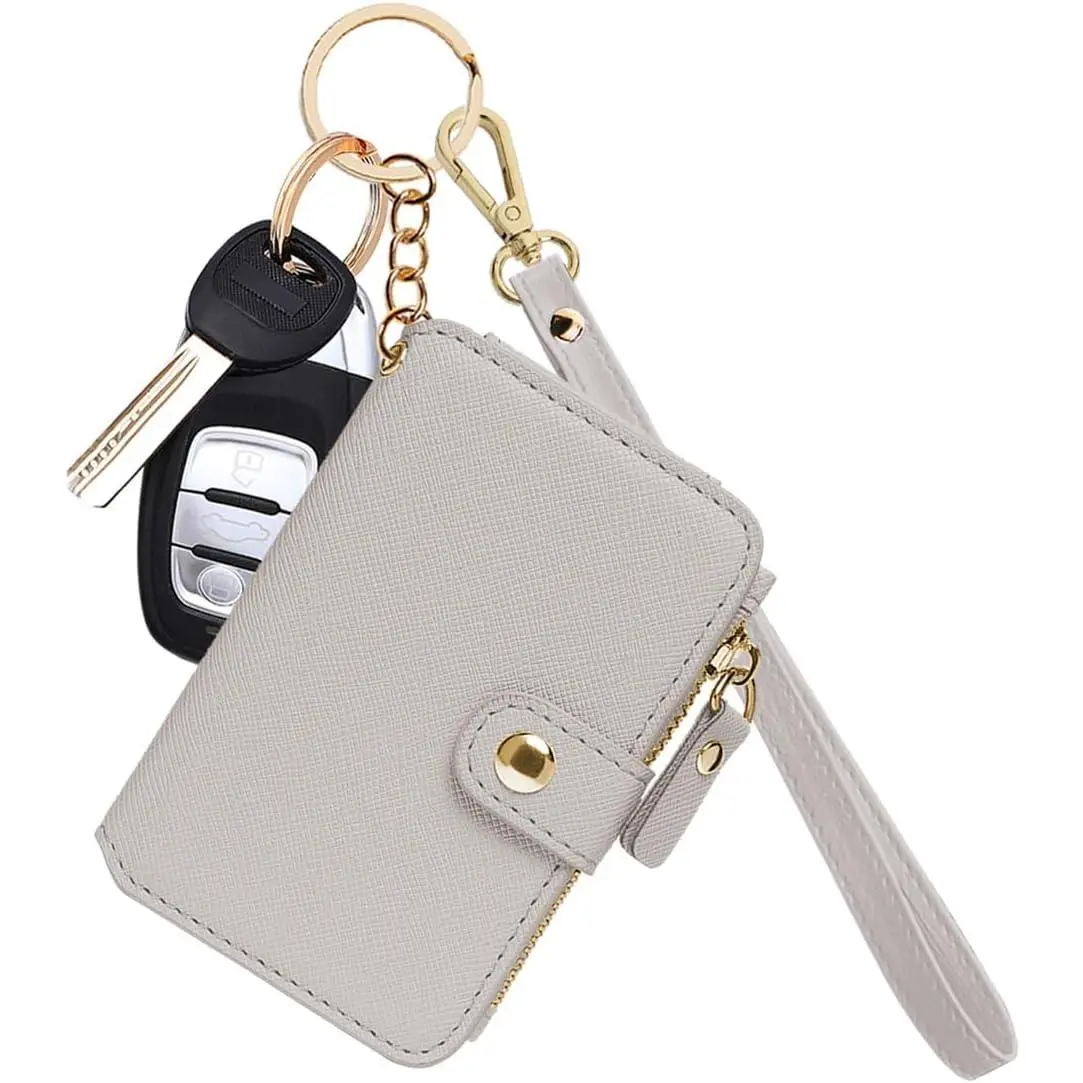Women's Minimalist Multifunctional Keychain - Wristlet Wallet Bracelet with Magnetic Close Key Holder, Daily Carry Accessory, Gift Box Included (Beige), Keychains For Women, Key Accessories, Keychain Pouch