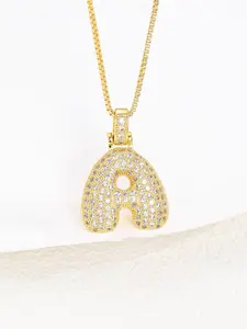 Fashion Letter Design Pendant Necklace, Rhinestone Decor Necklace for Party, Daily Clothing Decor, Trendy All-match & Exquisite Jewelry for Birthday Gift