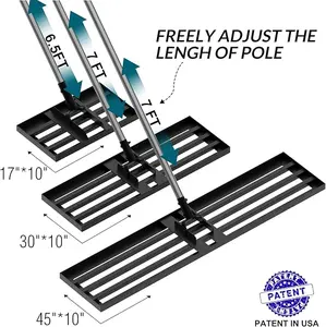 Lawn Leveling Rake, 6.5FT 17"x10" Levelawn Tool, Heavy Duty Effort Saving Lawn Level Tool, Stainless Steel Handle Lawn Leveler for Yard Garden Golf Course, Ease Level Soil Sand Dirt Surfaces