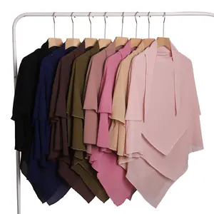 Malaysian Muslim Women Fashion Double Layer Pearl Chiffon Hijab Scarf