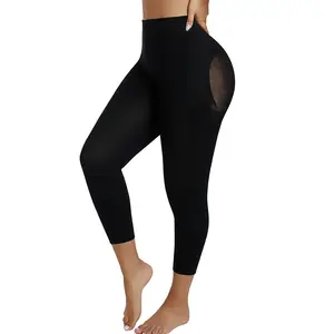 High Waist Tummy Smoothing Capri Shapewear - Seamless Midsection Support Shaper Shorts - Breathable Rear Mesh Capri Pants for Women