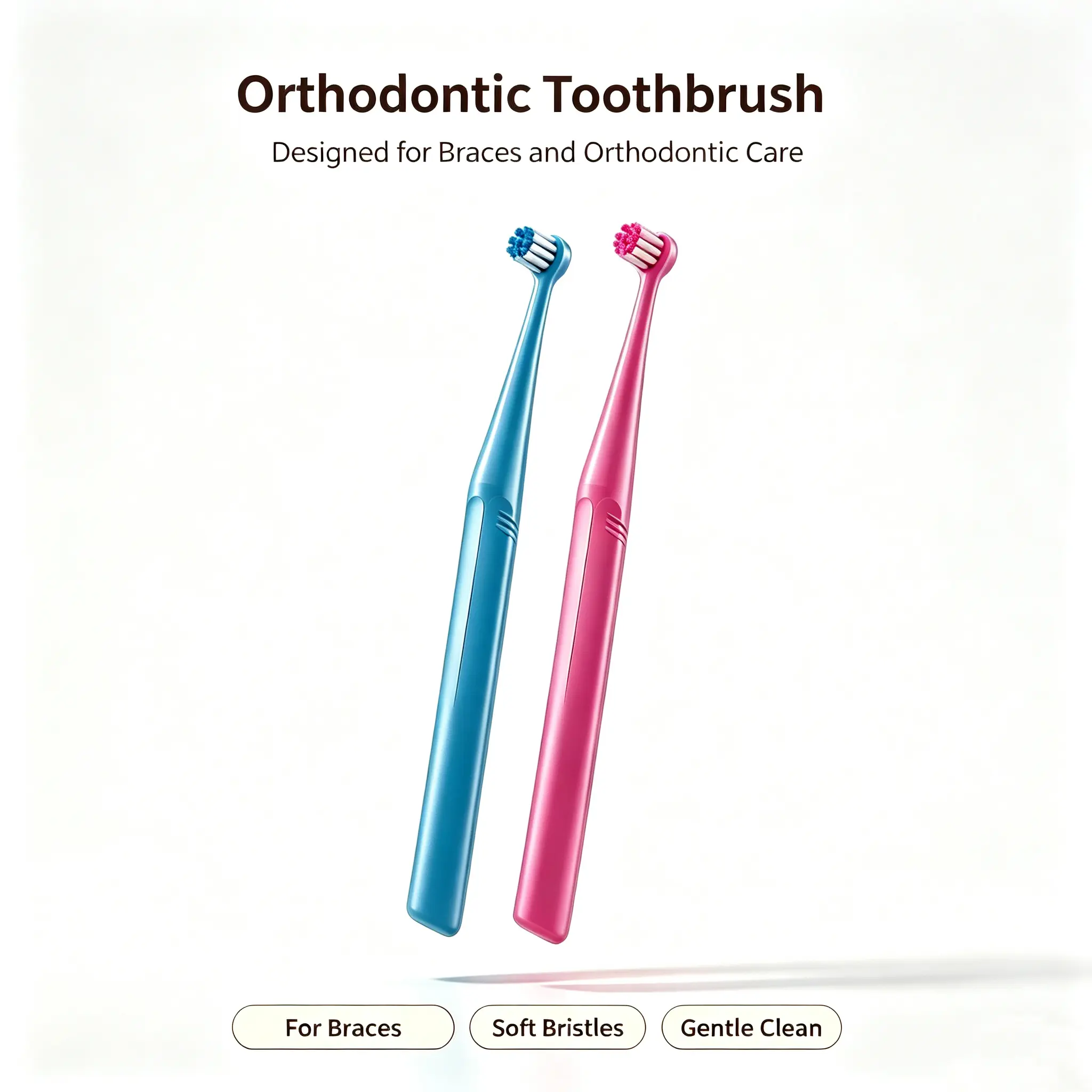 End Tuft Oral Toothbrush - Soft PBT Bristles, Braces Friendly, Precise Cleaning for Hard-to-Reach Areas, Gentle on Teeth & Gums, Dental Brush for Youth, Oral Care Supplies, sohochic