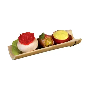 212 MAIN Disposable Grease-Proof Bamboo Plates, Osaka Half-Circular Serving Dinnerware - 4.5x1.4x0.6 In, Pack of 200, Disposable Plates