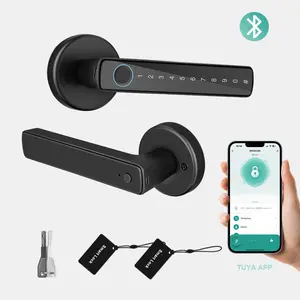 Fingerprint Door Lock Smart Door Knob Biometric Security 4-IN-1 Options Fingerprint Password Mechanical Keys APP Control USB Charging Easy Installation for Bedroom Home Hotel Office Apartment