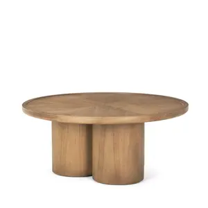 360 stand 39 in. Modern Natural Solid Wood Round Top Coffee Table with Natural Finish, Indoor Home Decor Furniture (Model 597052, Coffee Table Design)