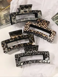 Women's Fashion Leopard Print Hair Clips Set, Anti-Slip Acrylic Animal Pattern, Suitable for Thick Thin Hair, Daily Commute Party Travel Daily Wear
