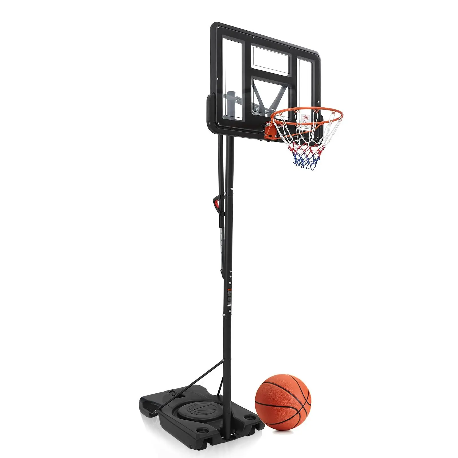 GARVEE Outdoor Basketball Hoop with Vertical Pole, 5.58-10 ft Adjustable Height Portable Setup, Enlarged Base & PC Backboard, for Adults’ Backyard/Driveway