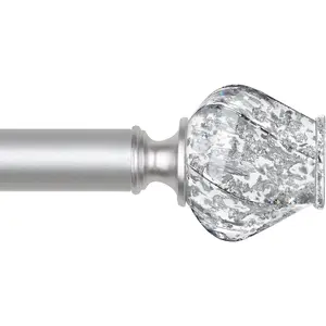 Curtain Rod 32 to 58 Inch,  Heavy Duty Curtain Rods for Windows, Decorative Single Drapery Rod with Exquisite Translucent Twisted Finials, Modern