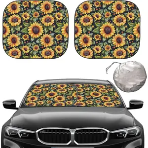 Windshield Sun Shade 2 count with Bonus  Sunshade for Front Window Shades 2025 Technology Reflect UV and Heat Sun Visor Automotive Interior Sun Protection (Sunflower, M)