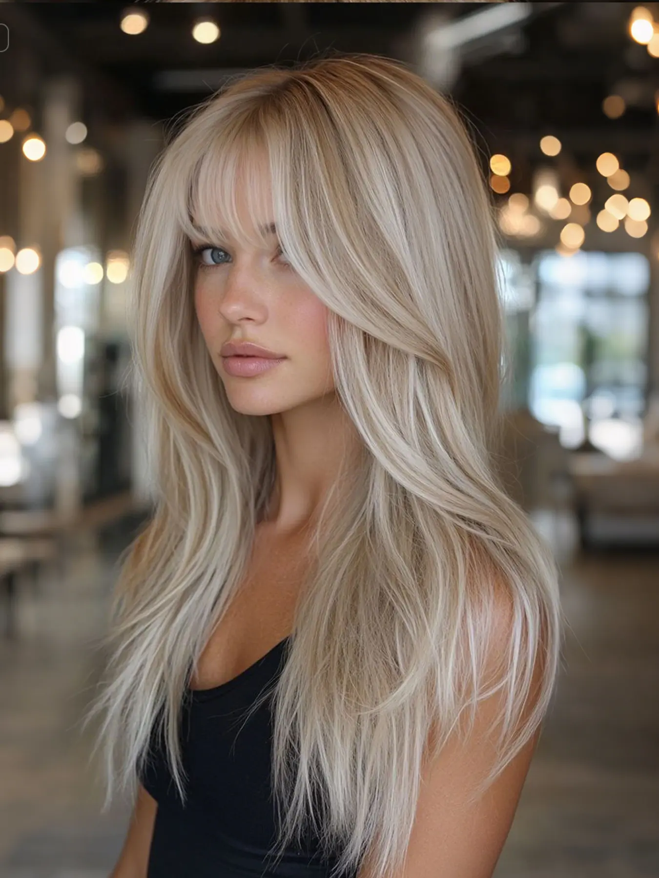 24-Inch Mixed Color Long Straight Hair Wig with Bangs, Deep Highlights, Elegant for All Ages, Easy Maintenance, Perfect for Daily Wear and Parties, Synthetic Wigs, Synthetic Fiber Wig