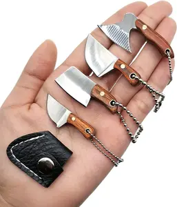 Mini Pocket Knife Set, Utility EDC Knife with Sheath,Mini Chef Keychain Knife, Tiny Things for Box Cutter Letter Opener Package Opener, Cool Gadgets EDC Tools -Set of 4
