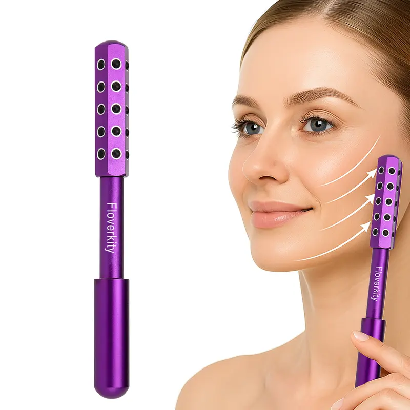 Gwode 3-In-1 V-Lift Facial Roller with 30 Germanium Crystal Stones - Beauty Devices, Facial Tools, Skin Firming Tool for Firming or Lifting, Ice-Cool De-Puff, Jawline Sculpting, Lymphatic Drainage, Acne Care, Serum-Compatible At-Home Skincare Essential